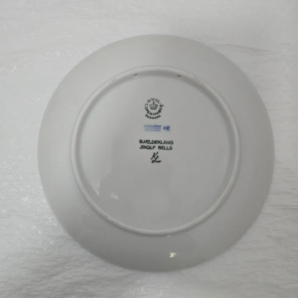 Royal Copenhagen 1984 Christmas Plate Jingle Bells Blue White Porcelain Denmark